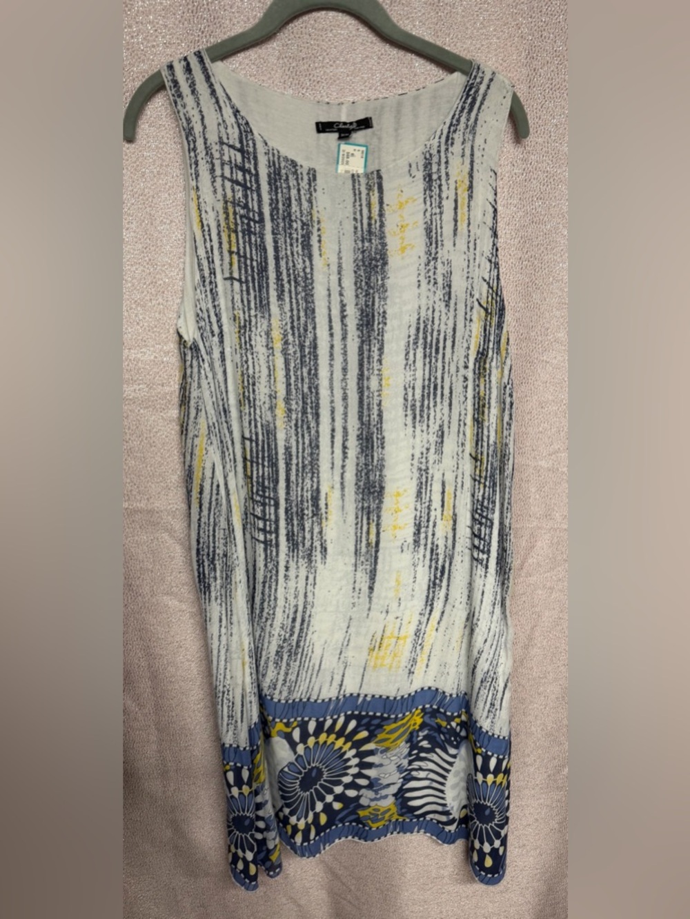 CHARLIE B Sleeveless Blue, White & Yellow Printed Dress New women size M